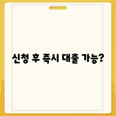 신청 후 즉시 대출 가능?