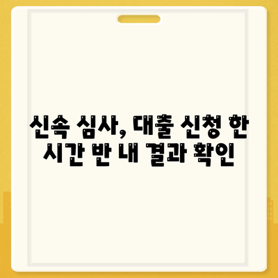 신속 심사, 대출 신청 한 시간 반 내 결과 확인