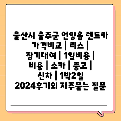 울산시 울주군 언양읍 렌트카 가격비교 | 리스 | 장기대여 | 1일비용 | 비용 | 소카 | 중고 | 신차 | 1박2일 2024후기