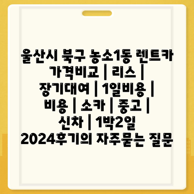 울산시 북구 농소1동 렌트카 가격비교 | 리스 | 장기대여 | 1일비용 | 비용 | 소카 | 중고 | 신차 | 1박2일 2024후기