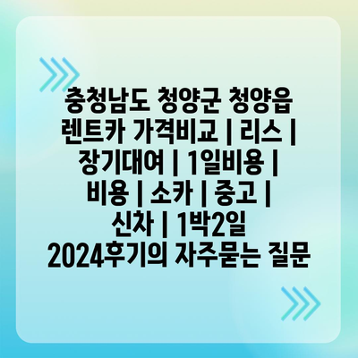 충청남도 청양군 청양읍 렌트카 가격비교 | 리스 | 장기대여 | 1일비용 | 비용 | 소카 | 중고 | 신차 | 1박2일 2024후기