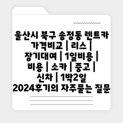 울산시 북구 송정동 렌트카 가격비교 | 리스 | 장기대여 | 1일비용 | 비용 | 소카 | 중고 | 신차 | 1박2일 2024후기