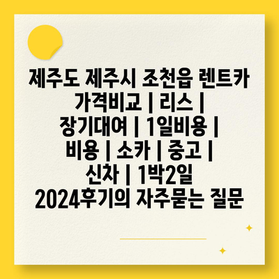 제주도 제주시 조천읍 렌트카 가격비교 | 리스 | 장기대여 | 1일비용 | 비용 | 소카 | 중고 | 신차 | 1박2일 2024후기