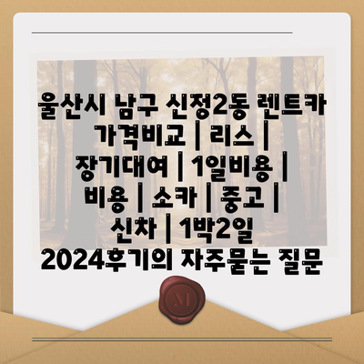 울산시 남구 신정2동 렌트카 가격비교 | 리스 | 장기대여 | 1일비용 | 비용 | 소카 | 중고 | 신차 | 1박2일 2024후기