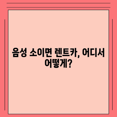 충청북도 음성군 소이면 렌트카 가격비교 | 리스 | 장기대여 | 1일비용 | 비용 | 소카 | 중고 | 신차 | 1박2일 2024후기