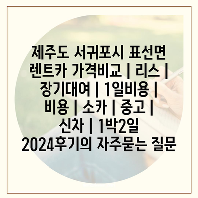 제주도 서귀포시 표선면 렌트카 가격비교 | 리스 | 장기대여 | 1일비용 | 비용 | 소카 | 중고 | 신차 | 1박2일 2024후기