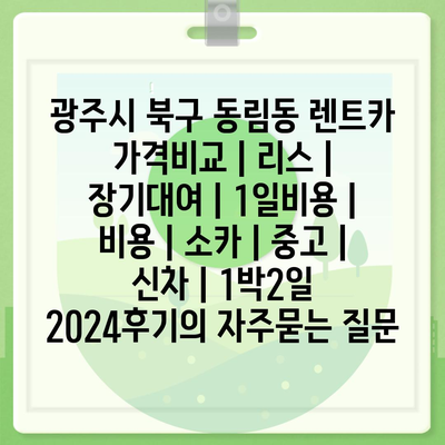 광주시 북구 동림동 렌트카 가격비교 | 리스 | 장기대여 | 1일비용 | 비용 | 소카 | 중고 | 신차 | 1박2일 2024후기