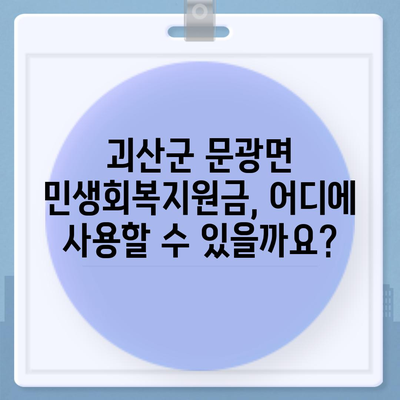 충청북도 괴산군 문광면 민생회복지원금 | 신청 | 신청방법 | 대상 | 지급일 | 사용처 | 전국민 | 이재명 | 2024