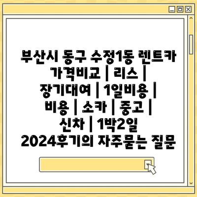 부산시 동구 수정1동 렌트카 가격비교 | 리스 | 장기대여 | 1일비용 | 비용 | 소카 | 중고 | 신차 | 1박2일 2024후기