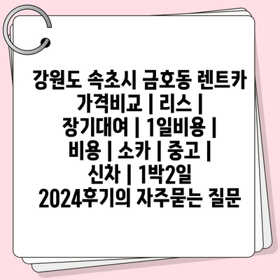 강원도 속초시 금호동 렌트카 가격비교 | 리스 | 장기대여 | 1일비용 | 비용 | 소카 | 중고 | 신차 | 1박2일 2024후기