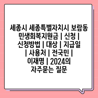 세종시 세종특별자치시 보람동 민생회복지원금 | 신청 | 신청방법 | 대상 | 지급일 | 사용처 | 전국민 | 이재명 | 2024