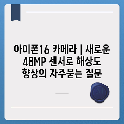 아이폰16 카메라 | 새로운 48MP 센서로 해상도 향상