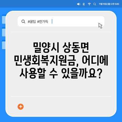 경상남도 밀양시 상동면 민생회복지원금 | 신청 | 신청방법 | 대상 | 지급일 | 사용처 | 전국민 | 이재명 | 2024