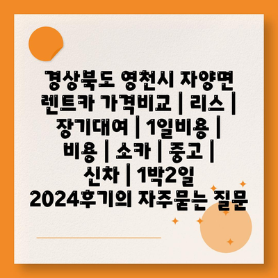 경상북도 영천시 자양면 렌트카 가격비교 | 리스 | 장기대여 | 1일비용 | 비용 | 소카 | 중고 | 신차 | 1박2일 2024후기