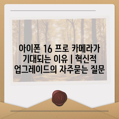 아이폰 16 프로 카메라가 기대되는 이유 | 혁신적 업그레이드