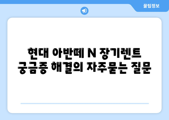 현대 아반떼 N 장기렌트 궁금증 해결