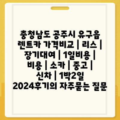 충청남도 공주시 유구읍 렌트카 가격비교 | 리스 | 장기대여 | 1일비용 | 비용 | 소카 | 중고 | 신차 | 1박2일 2024후기