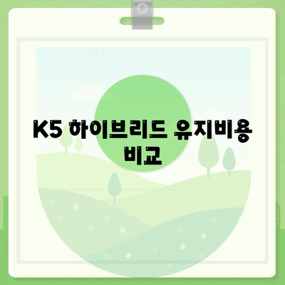 K5 하이브리드 장기렌트 궁금증 해결