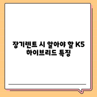 기아 K5 하이브리드 장기렌트에 관한 궁금증 해결