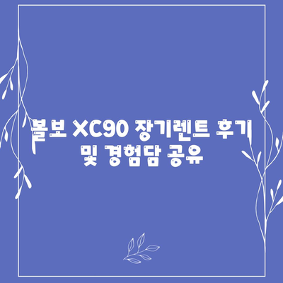 볼보 XC90 장기렌트 거래 정보