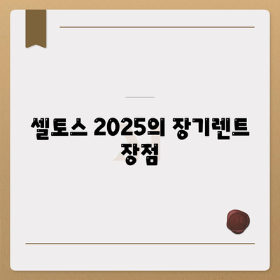 셀토스 2025 장기렌트 가성비 극대화