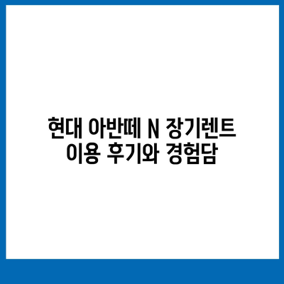 현대 아반떼 N 장기렌트 궁금증 해결하기