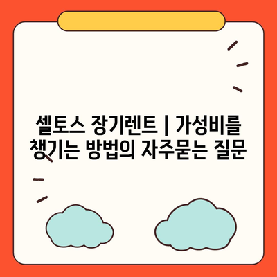 셀토스 장기렌트 | 가성비를 챙기는 방법