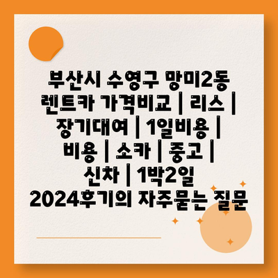 부산시 수영구 망미2동 렌트카 가격비교 | 리스 | 장기대여 | 1일비용 | 비용 | 소카 | 중고 | 신차 | 1박2일 2024후기