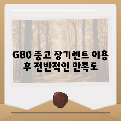 G80 중고 장기렌트 승리 후기