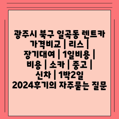 광주시 북구 일곡동 렌트카 가격비교 | 리스 | 장기대여 | 1일비용 | 비용 | 소카 | 중고 | 신차 | 1박2일 2024후기