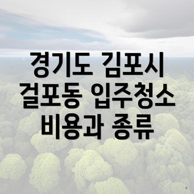 경기도 김포시 걸포동 입주청소 비용과 종류