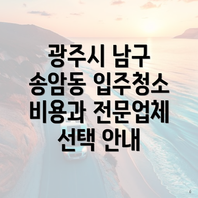 광주시 남구 송암동 입주청소 비용과 전문업체 선택 안내