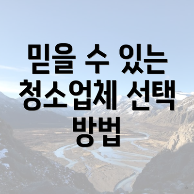 믿을 수 있는 청소업체 선택 방법