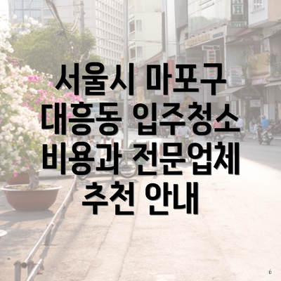 서울시 마포구 대흥동 입주청소 비용과 전문업체 추천 안내