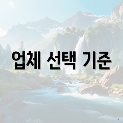 업체 선택 기준