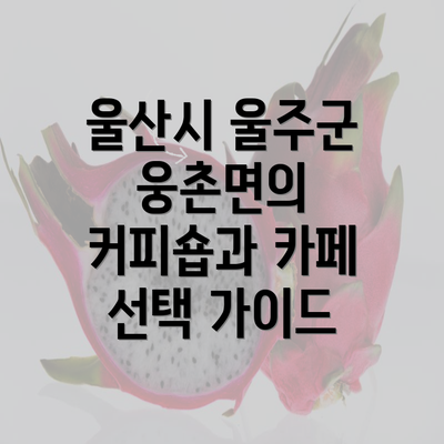 울산시 울주군 웅촌면의 커피숍과 카페 선택 가이드