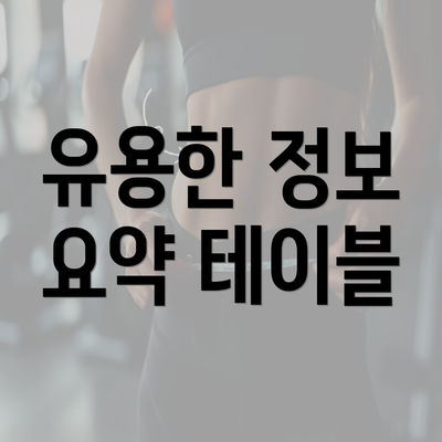 유용한 정보 요약 테이블