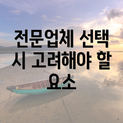 전문업체 선택 시 고려해야 할 요소