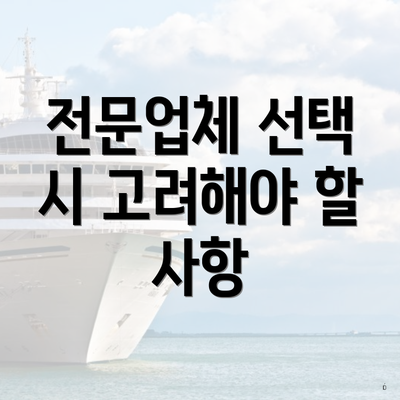 전문업체 선택 시 고려해야 할 사항