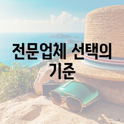 전문업체 선택의 기준