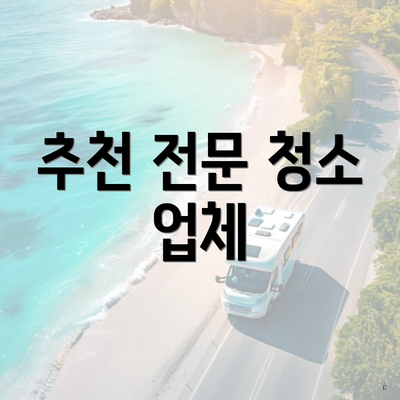 추천 전문 청소 업체