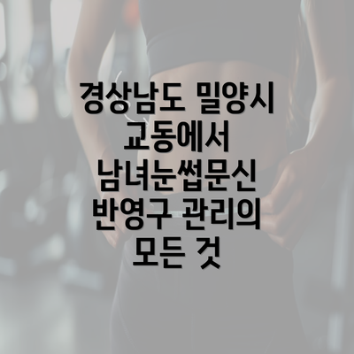 경상남도 밀양시 교동에서 남녀눈썹문신 반영구 관리의 모든 것