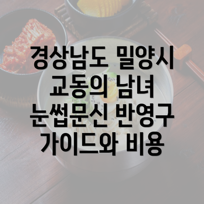 경상남도 밀양시 교동의 남녀 눈썹문신 반영구 가이드와 비용