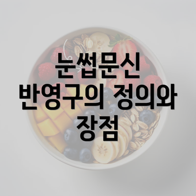 눈썹문신 반영구의 정의와 장점