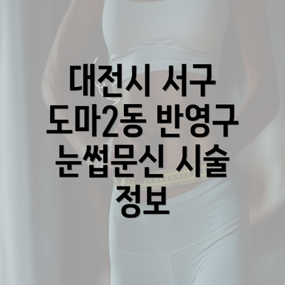 대전시 서구 도마2동 반영구 눈썹문신 시술 정보