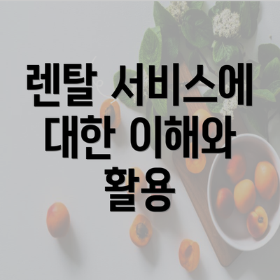 렌탈 서비스에 대한 이해와 활용