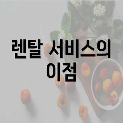 렌탈 서비스의 이점