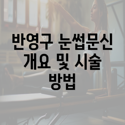 반영구 눈썹문신 개요 및 시술 방법