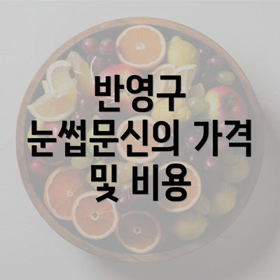 반영구 눈썹문신의 가격 및 비용