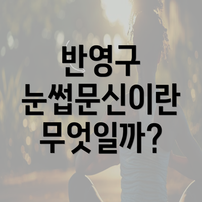 반영구 눈썹문신이란 무엇일까?